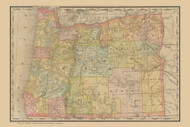 Oregon 1889 Rand McNally - Old State Map Reprint