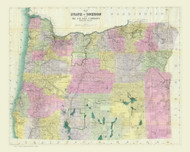 Oregon 1911 Gill - Old State Map Reprint