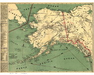 Alaska 1897 Milroy - Old State Map Reprint
