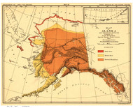 Alaska 1882 Petroof - Bears - Old State Map Reprint