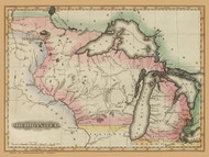 Michigan 1823 Lucas - Old State Map Reprint