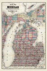 Michigan 1882 Page - Old State Map Reprint