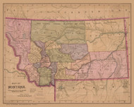 Montana 1890  - Old State Map Reprint