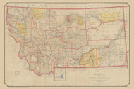 Montana 1897  - Old State Map Reprint