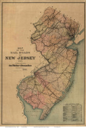 New Jersey 1887 Van Cleef - Railroads - Old State Map Reprint