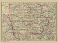 Iowa 1872 Asher & Adams - Old State Map Reprint