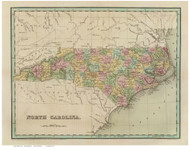 North Carolina 1838 Bradford - Old State Map Reprint