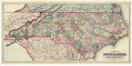 North Carolina 1886 Colton - Old State Map Reprint