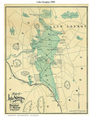 Lake Sunapee - NH Lakes, New Hampshire 1900 - Old Map Reprint