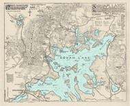 Squam Lake - NH Lakes, New Hampshire 1920 - Light Teal Water - Old Map Reprint