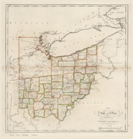 Ohio State 1818 Carey - With Part of Upper Canada - Old State Map Reprint