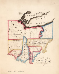 Ohio State 1819 Baker - Old State Map Reprint