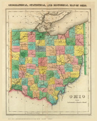 Ohio State 1822 Carey - Map Only - Old State Map Reprint