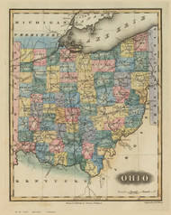 Ohio State 1823 Lucas - Old State Map Reprint