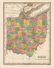 Ohio State 1824 Finley - Old State Map Reprint