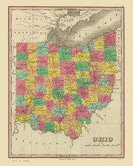 Ohio State 1831 Finley - Old State Map Reprint