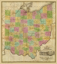 Ohio State 1832 Thrall - Old State Map Reprint