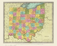Ohio State 1835 Burr - Old State Map Reprint