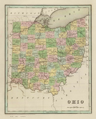 Ohio State 1838 Bradford - Old State Map Reprint