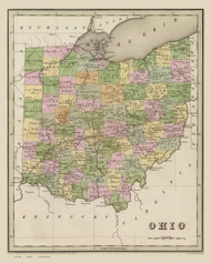 Ohio State 1841 Bradford - Old State Map Reprint