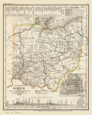 Ohio State 1845 Meyer - German map - Old State Map Reprint