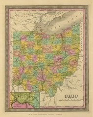 Ohio State 1845 Tanner - New General Atlas - Old State Map Reprint