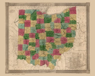 Ohio State 1846 Burr - Cincinatti inset - Old State Map Reprint
