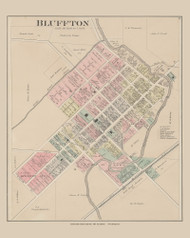 Bluffton, Ohio 1880 Old Town Map Custom Reprint - Allen Co.