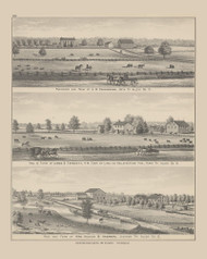 Residences & Farms of J.R. Cunningham, James S. Tapscott & Mrs. Keziah B. Akerman, Ohio 1880 Old Town Map Custom Reprint - Allen Co.