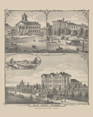 Court House, Sheriff's Res. & Jail & Allen County Infirmary, Ohio 1880 Old Town Map Custom Reprint - Allen Co.