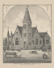 Market Street Presbyterian Church, Lima, Ohio 1880 Old Town Map Custom Reprint - Allen Co.