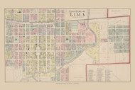 East Part of Lima, Ohio 1880 Old Town Map Custom Reprint - Allen Co.