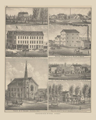 Residence of J.F. McShane, P.W. Morton, Isaac Sawmiller, Dr. H.P. Wagner, Trinity M.E. Church & Delphos Mills , Ohio 1880 Old Town Map Custom Reprint - Allen Co.