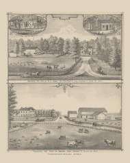 Residences & Farms of W.U. Hoover & Samuel East, Ohio 1880 Old Town Map Custom Reprint - Allen Co.