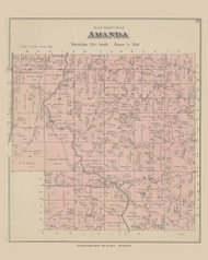 Amanda, Ohio 1880 Old Town Map Custom Reprint - Allen Co.
