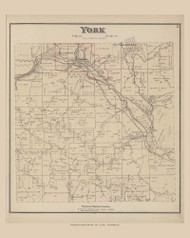 York, Ohio 1875 Old Town Map Custom Reprint - Athens Co