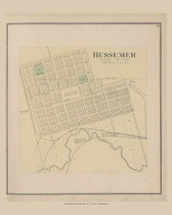 Bessemer, Ohio 1875 Old Town Map Custom Reprint - Athens Co