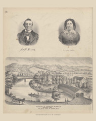 Residence and Portraits of Joseph Herrold and Mrs. Joseph Herrold, Ohio 1875 Old Town Map Custom Reprint - Athens Co