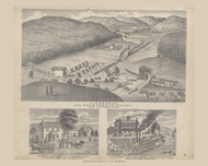 Floodwood Coal Works, Residence & Cooper Shop of William G. Boyd & Hockingport Hotel, Ohio 1875 Old Town Map Custom Reprint - Athens Co