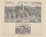 Ohio University & Residence of Wiliam Comstock, Ohio 1875 Old Town Map Custom Reprint - Athens Co