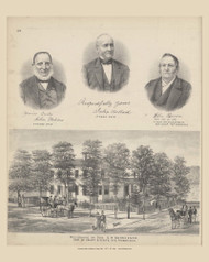 Residence of Gen. C. H. Grosvenor & Portraits, Ohio 1875 Old Town Map Custom Reprint - Athens Co