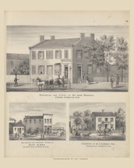 Residence & Store of John Perkins, Residence & Store of Silas Bland and Residence of W.G. Hickman, Ohio 1875 Old Town Map Custom Reprint - Athens Co