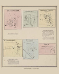 Hebardsville, Evansville, Pleasant Valley, Pleasanton, Detroit & Torch Villages, Ohio 1875 Old Town Map Custom Reprint - Athens Co