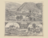 Laurel Hill Coal Co. Works, Residence of W. H. Curfman, Residence of John Patterson and Patterson & Curfman's Store, Ohio 1875 Old Town Map Custom Reprint - Athens Co