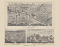 Residence & Farm of Joseph Wolf, Fruit Farm of Joseph Wolf and Residence & Store of Dr. I. B. Harper, Ohio 1875 Old Town Map Custom Reprint - Athens Co