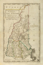 New Hampshire 1813 Lewis - Old State Map Reprint
