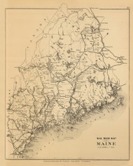 Railroad Map of Maine 2, Maine 1894 Old Map Reprint - Stuart State Atlas
