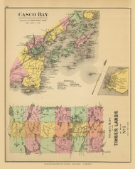 Casco Bay, Jones Landing Village and Timber Lands No. 1 8, Maine 1894 Old Map Reprint - Stuart State Atlas