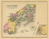 Casco Bay & Peaks Island - CUSTOM 8a, Maine 1894 Old Map Reprint - Stuart State Atlas