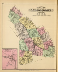 Androscoggin County and Turner Village 12, Maine 1894 Old Map Reprint - Stuart State Atlas